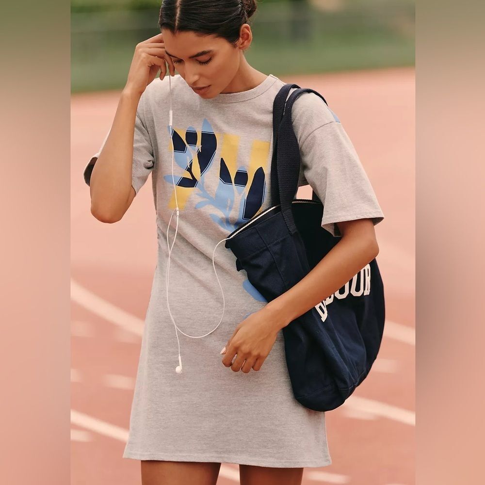 Daily Practice By Anthropologie Short Sleeve Grey Mini T Shirt Dress Sz S NWT